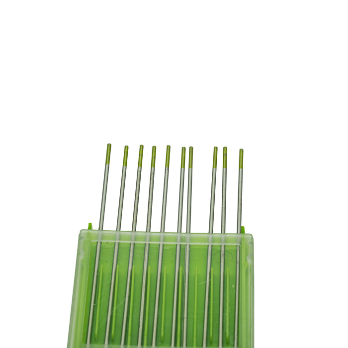 CK Worldwide LaYZr™ Chartreuse tungsten electrodes, known for their stability and versatility, are perfect for welding a wide range of alloys. Non-radioactive, they offer long life, excellent low amperage starts, and are ideal for automated or robotic applications in AC and DC welding.