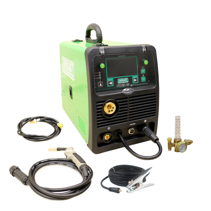 The Everlast Cyclone 140E is a cutting-edge 120V inverter MIG welder, continuing Everlast’s legacy of innovation in affordable and reliable welders. Featuring PowerSet mode for easy setup, an LCD screen for precise control over voltage and wire feed speed, and impressive portability, it’s ideal for both beginners and professionals. The Cyclone 140E offers outstanding duty cycle and power, outmatching older transformer models in its class.