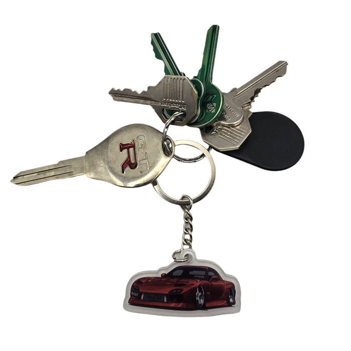 Limited edition collection featuring Vinny Fab's favourite builds, including Dan's incredible 22-year-long Mazda RX-7 RXTASY build. Includes the RXTASY Mazda RX-7 key chain for easy key identification.