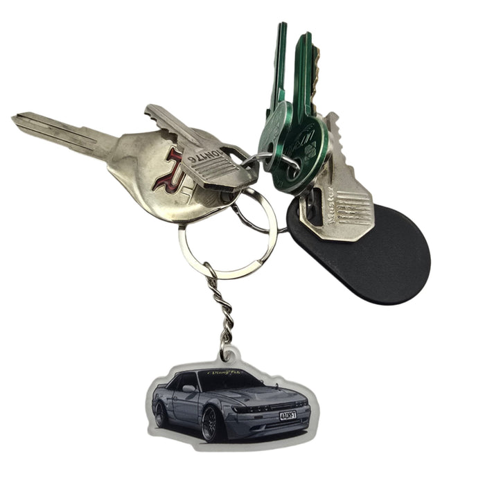 Limited edition Vinny Fab Nissan Silvia S13 keychain, designed for quick and easy key identification with a sleek, custom design.