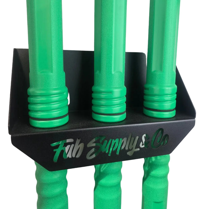 Wall mounted TIG filler rod storage tubes for workshop organisation