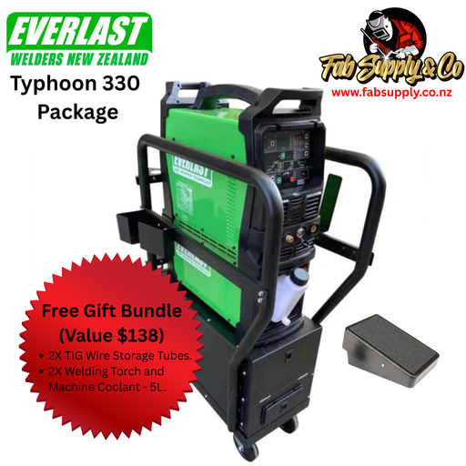 Everlast Typhoon 330 welder, watercooler, car and wireless pedal and free gift bundle