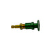 Gokey’s Garage green anodized silicone plug adapter with brass 1/8 NPT fitting, designed to securely connect purge hoses to TIG Aesthetics and high-temp masking plugs, retaining diffuser screen functionality and preventing disconnection during welding.