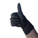 Heavy Duty Nitrile Gloves – Black Diamond Textured | 90g Thickness in a thumbs up position