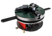 Omik Benchtop Welding Rotator Turntable with 200mm quick release chuck, digital speed display, footswitch, and back purging gear. Compact design supports up to 15kg, with stepless variable speed from 10 to 320 seconds per revolution, suitable for MIG, TIG, or Stick welding.