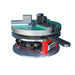 Omik Benchtop Welding Rotator Turntable with 200mm quick release chuck, digital speed display, footswitch, and back purging gear. Compact design supports up to 15kg, with stepless variable speed from 10 to 320 seconds per revolution, suitable for MIG, TIG, or Stick welding.