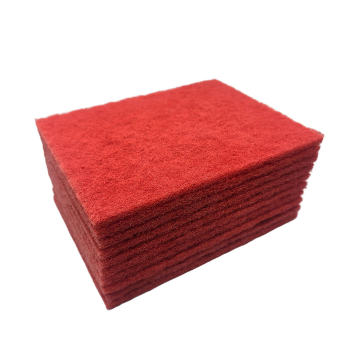 Red Scouring Pads – Medium Duty – 150x200x8mm (10 Pack)