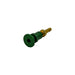 Gokey’s Garage green anodized silicone plug adapter with brass 1/8 NPT fitting, designed to securely connect purge hoses to TIG Aesthetics and high-temp masking plugs, retaining diffuser screen functionality and preventing disconnection during welding.