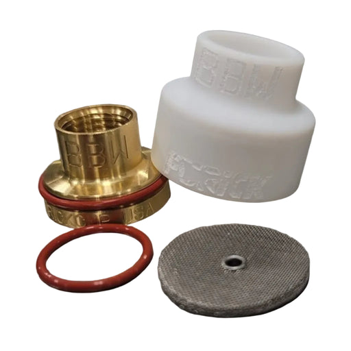 Furick BBW Cippy thermoplastic TIG welding cup with brass gas lens installed