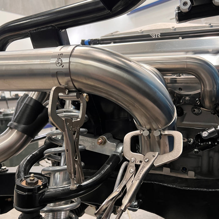 Stainless pipe tacking bands used for exhaust fabrication