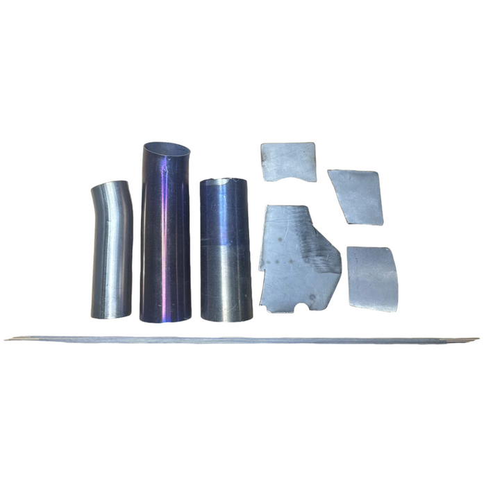 Titanium off-cuts – mixed tube and flat bar for welding practice.
